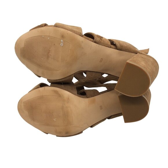 Halogen Womens Raven Sandals Slingback Block Heel Suede Open Toe Brown 9 - Picture 7 of 9